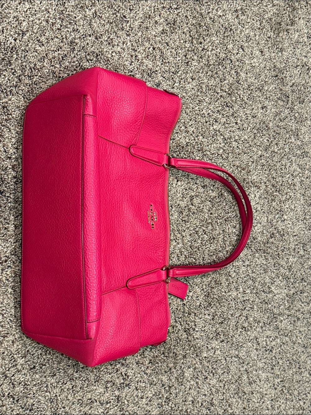 Coach Pebble Leather Shoulder Bag in Bright Pink
